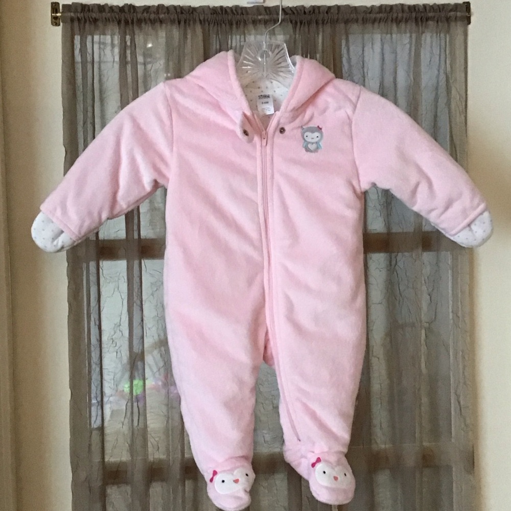Child of Mine Pink Footed One Piece with Bear and Animal Feet